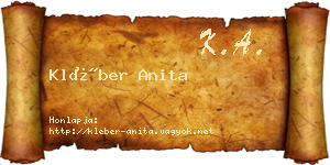 Kléber Anita névjegykártya